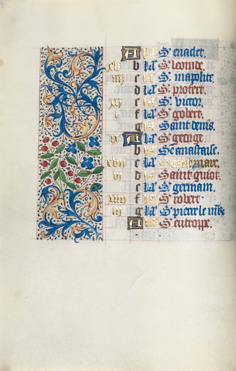 ルーアンの時間使用法：fol。 4v、c。 1470。 作： ジュネーヴ・ラティーニのマスター