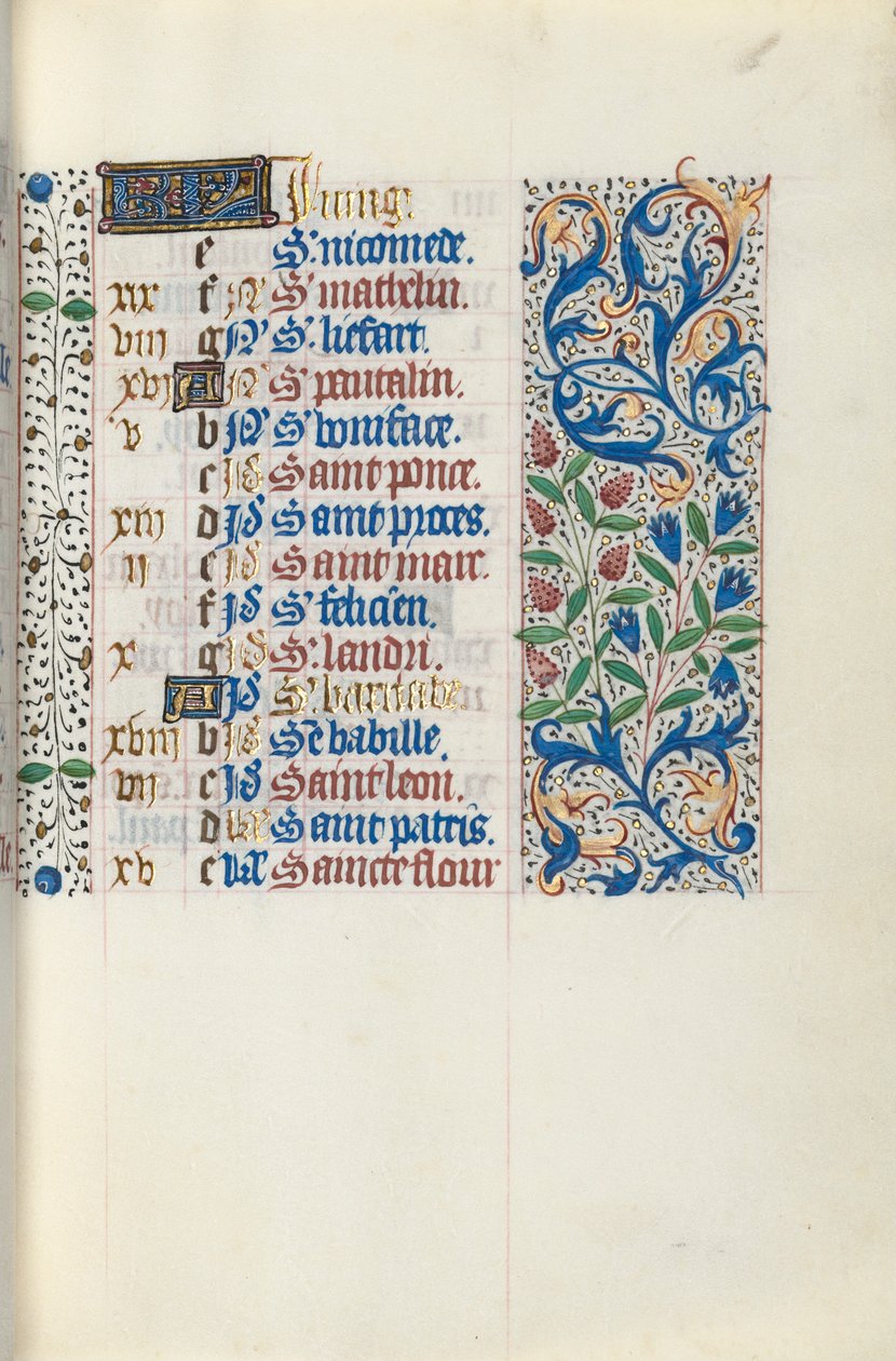 ルーアンの時間使用法：fol。 51r、c。 1470。 作： ジュネーヴ・ラティーニのマスター