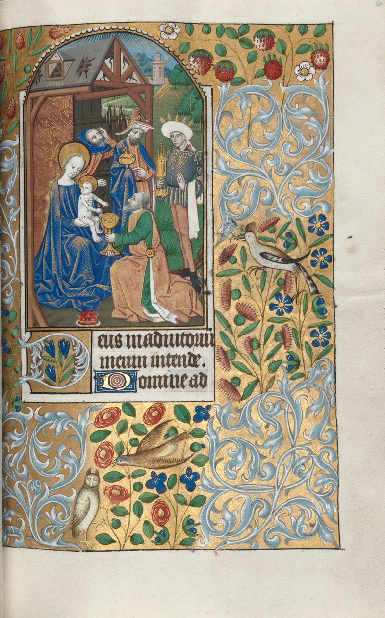 ルーアンの時間使用法：fol。 64r、マギの礼拝、c。 1470。 作： ジュネーヴ・ラティーニのマスター