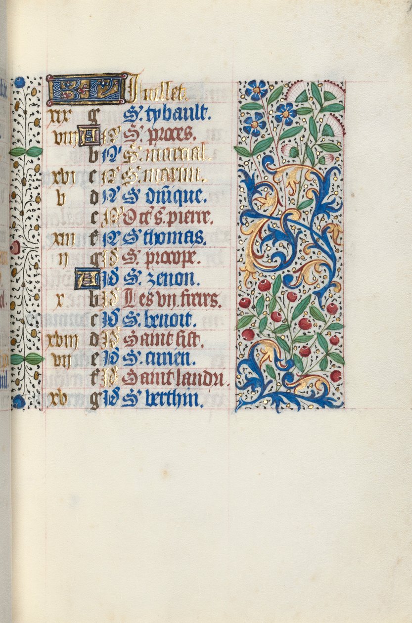 ルーアンの時間使用法：fol。 7r、c。 1470。 作： ジュネーヴ・ラティーニのマスター
