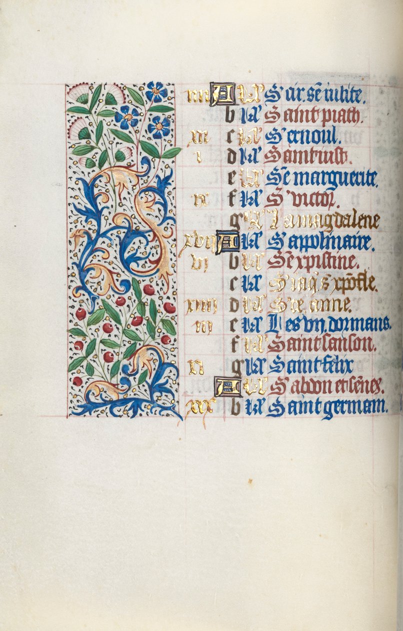 ルーアンの時間使用法：fol。 7v、c。 1470。 作： ジュネーヴ・ラティーニのマスター