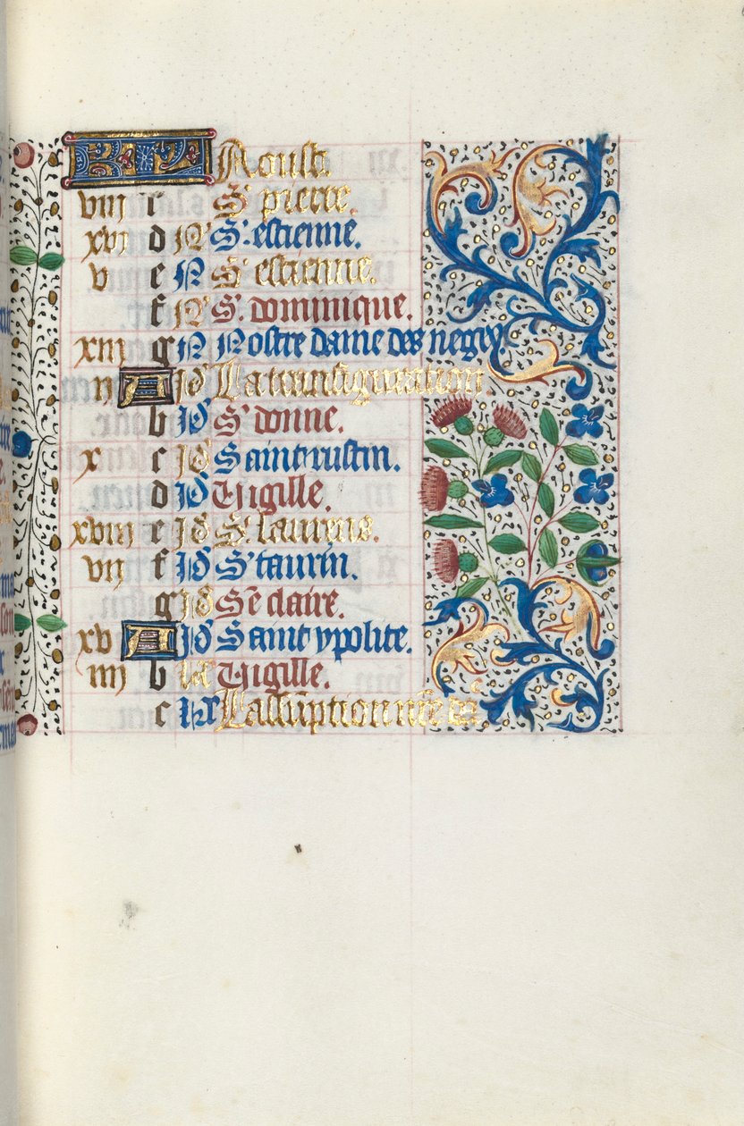 ルーアンの時間使用法：fol。 8r、c。 1470。 作： ジュネーヴ・ラティーニのマスター