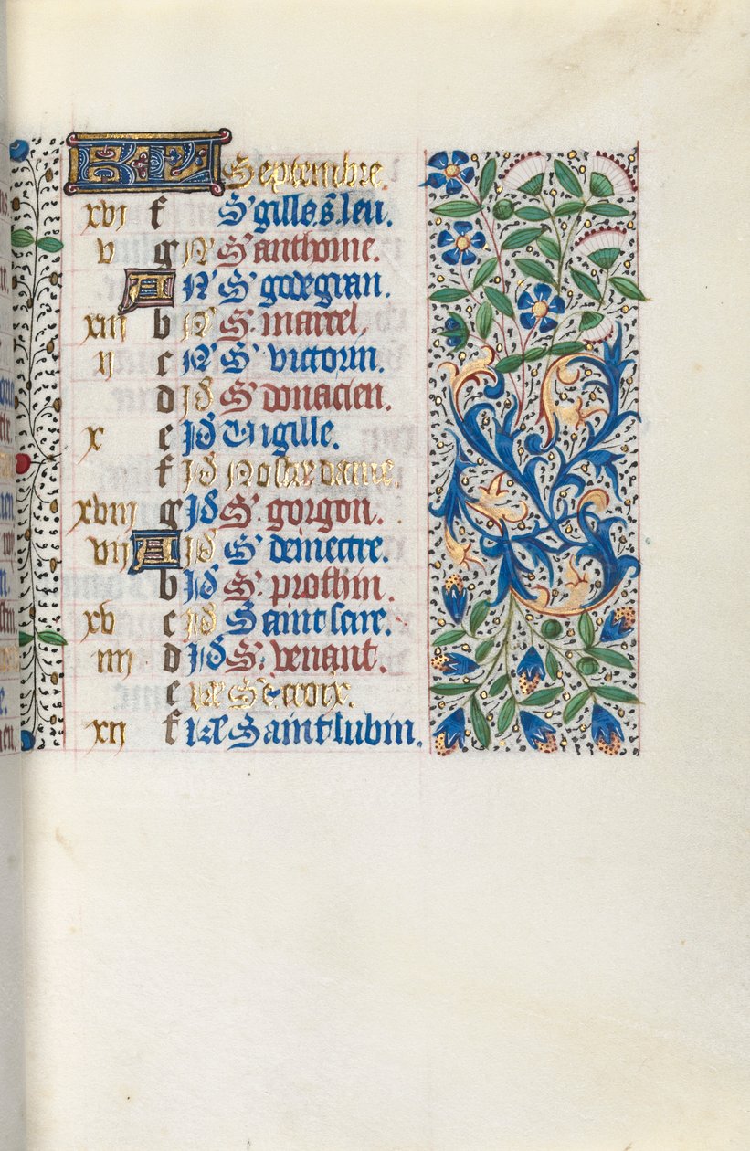 ルーアンの時間使用法：fol。 9r、c。 1470。 作： ジュネーヴ・ラティーニのマスター