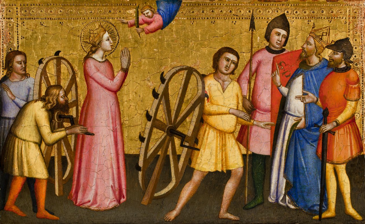 アレクサンドリアの聖カタリナの試練、1365-90 作： Orcagnesque Misericordiaのマスター
