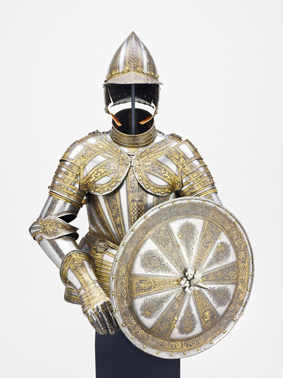 徒歩でのサービスのための半装甲とターゲット、c.1600 作： のサインのマスター