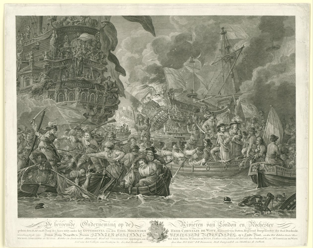 メドウェイに対するオランダの襲撃とロイヤル チャールズ号の捕獲、1667 年 作： マティアス・デ・サリス