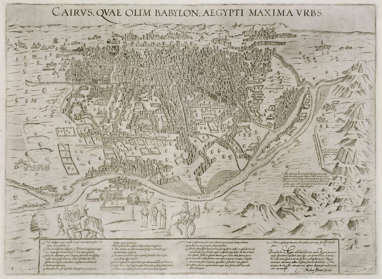 カイロの町の地図、1600年頃 作： マッテオ・フロリミ
