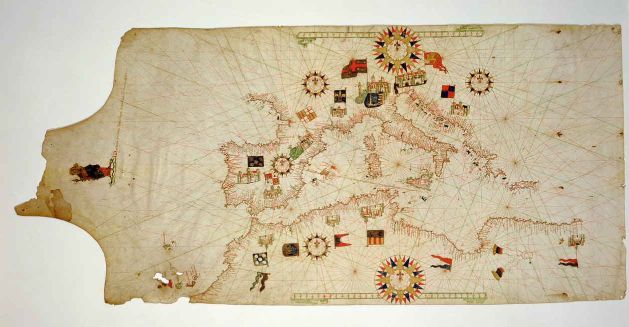 中央地中海のミニチュア航海地図、1560（羊皮紙） 作： マッテオプルーン