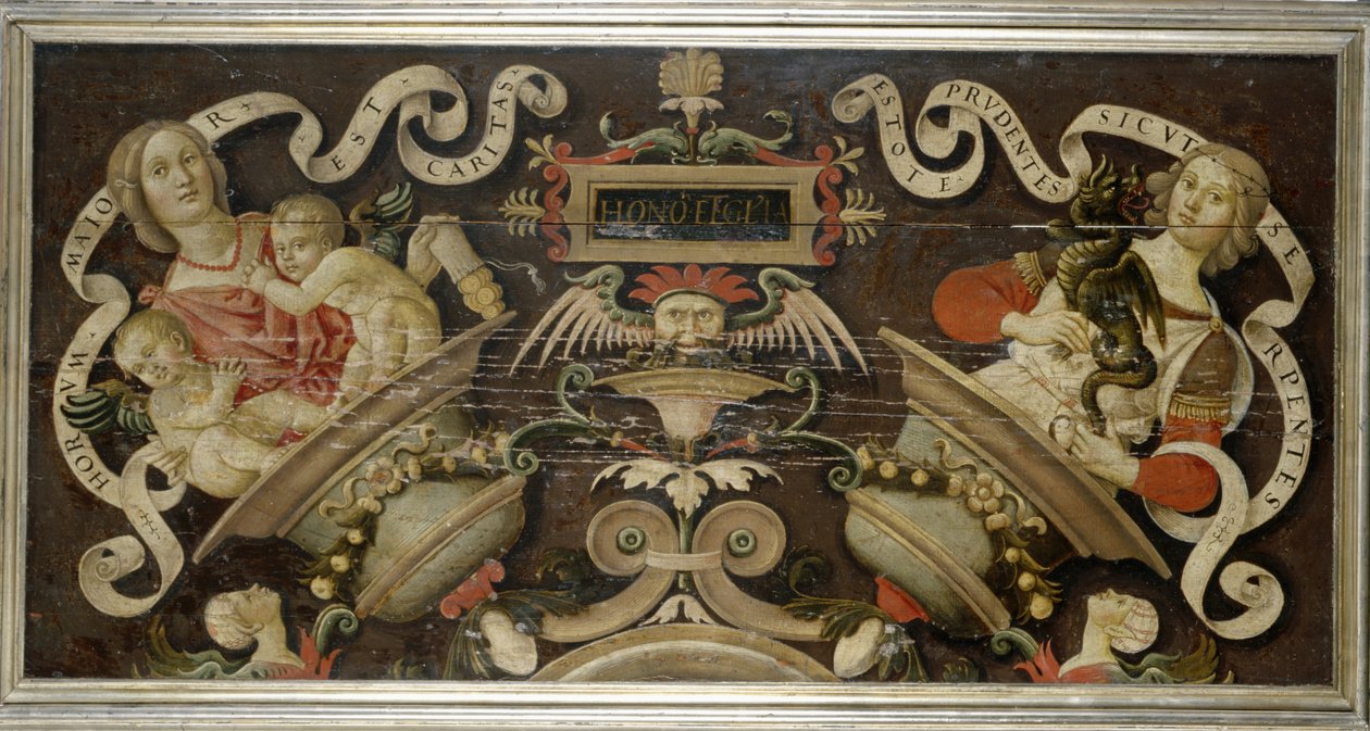 美徳の寓話、1510年頃-15（松の木のテンペラ） 作： マッテオ・ディ・ジュリアーノ・ディ・ロレンツォ・バルドゥッチ