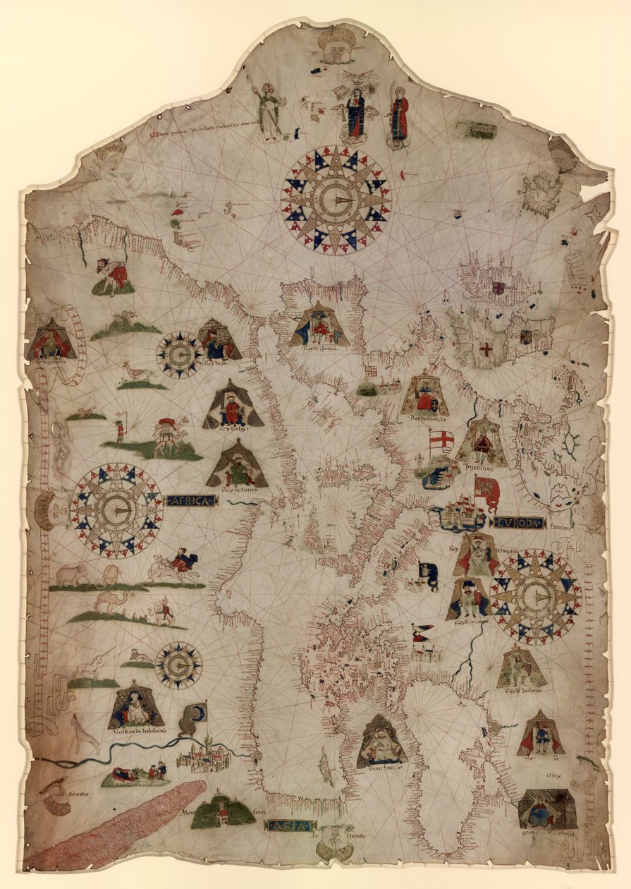 地中海、黒海、西ヨーロッパと北西アフリカの海岸のチャート、1559年頃 作： マッテオプルーン