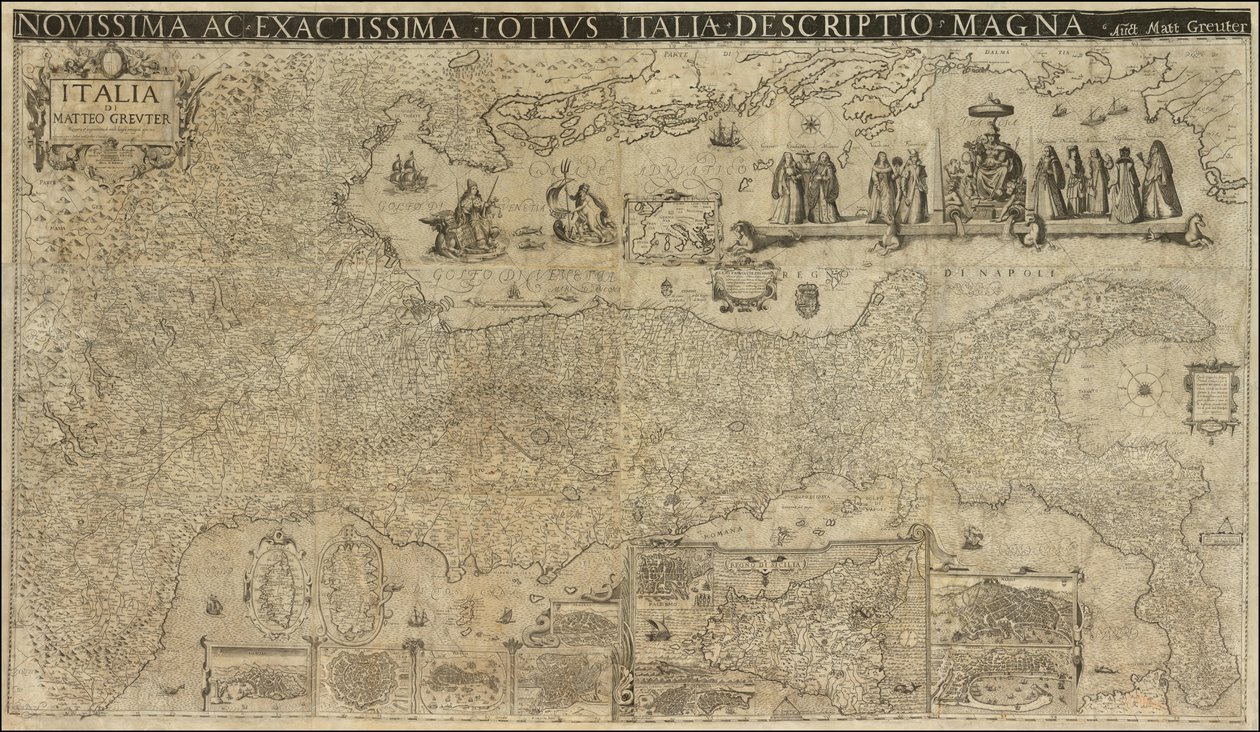 1630年マタウス・グロイターによるイタリア地図、1657年ステファノ・スコラーリ出版 作： マットハウス・グレーター