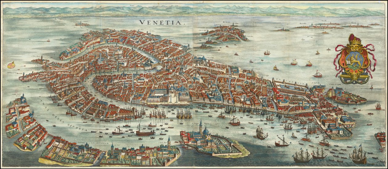 1636年、マテウス・メリアンによるヴェネツィア鳥瞰図 作： マテウス・メリアン