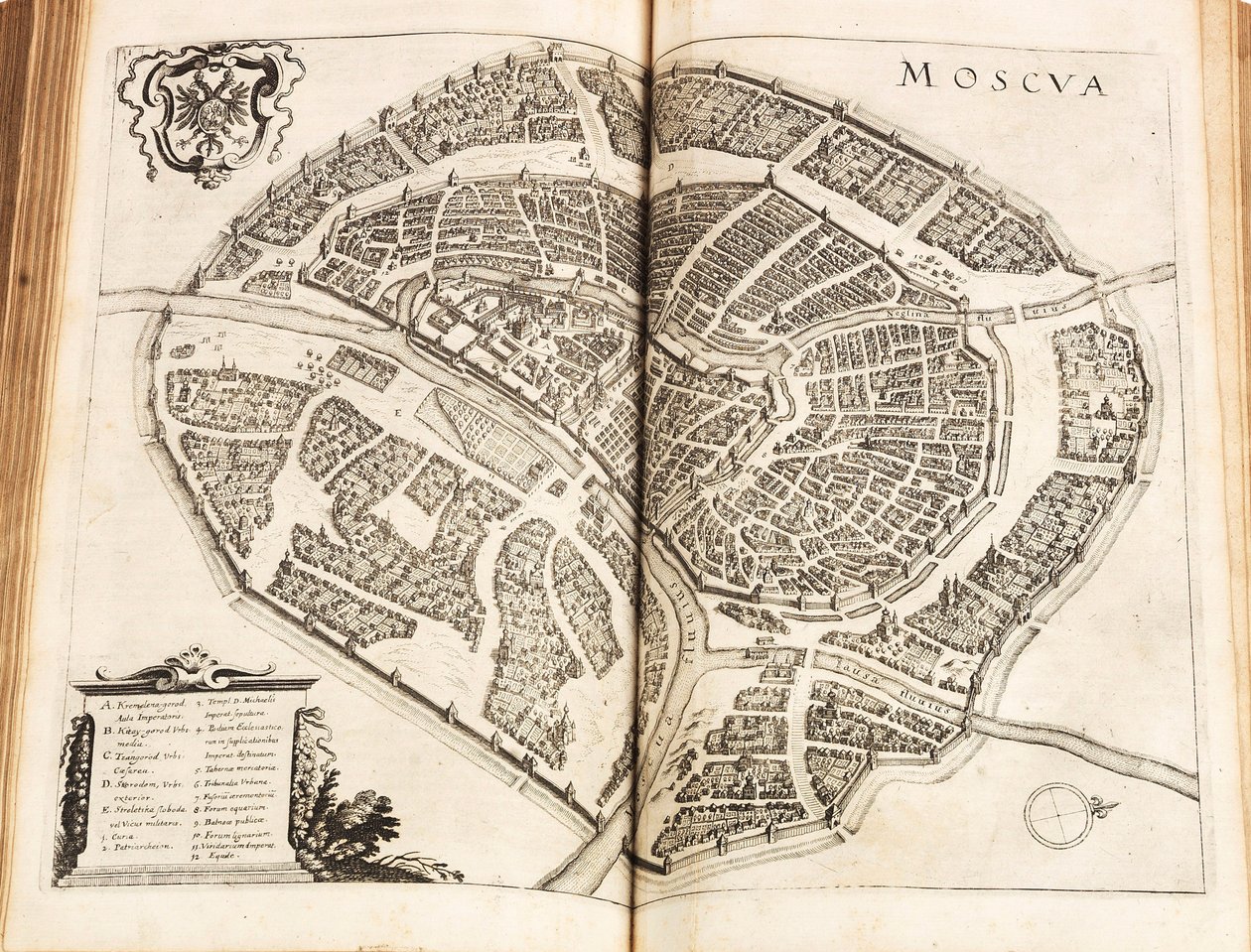 モスクワの地図. 出典: Johann Ludwig Gottfried 著 Newe Archontologia cosmica、1646 年。 作： マテウス・ザ・エルダー・メリアン