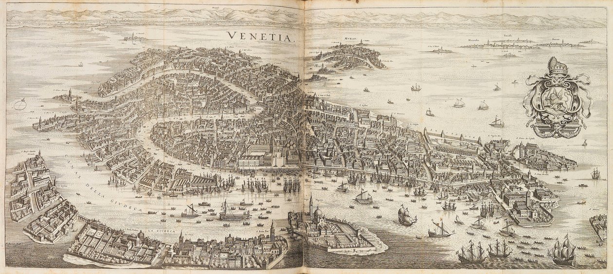 ヴェネツィアのパノラマ。 Johann Ludwig Gottfried 著 Newe Archontologia cosmica より、1646 年。 作： マテウス・ザ・エルダー・メリアン
