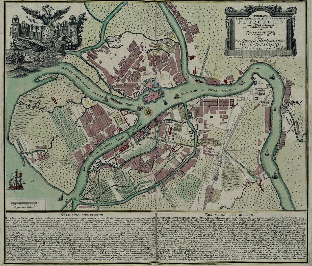 サンクトペテルブルクの地図、1744 年 作： Matthaeus Seutter