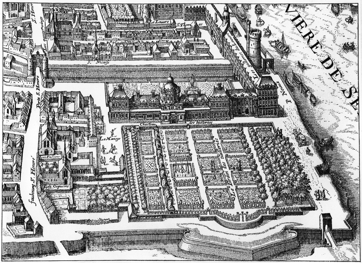 パリ：1615年のチュイルリー宮殿と庭園、マチュー・メリアンの図面のファクシミリ。 作： マテウス長老（後）メリアン