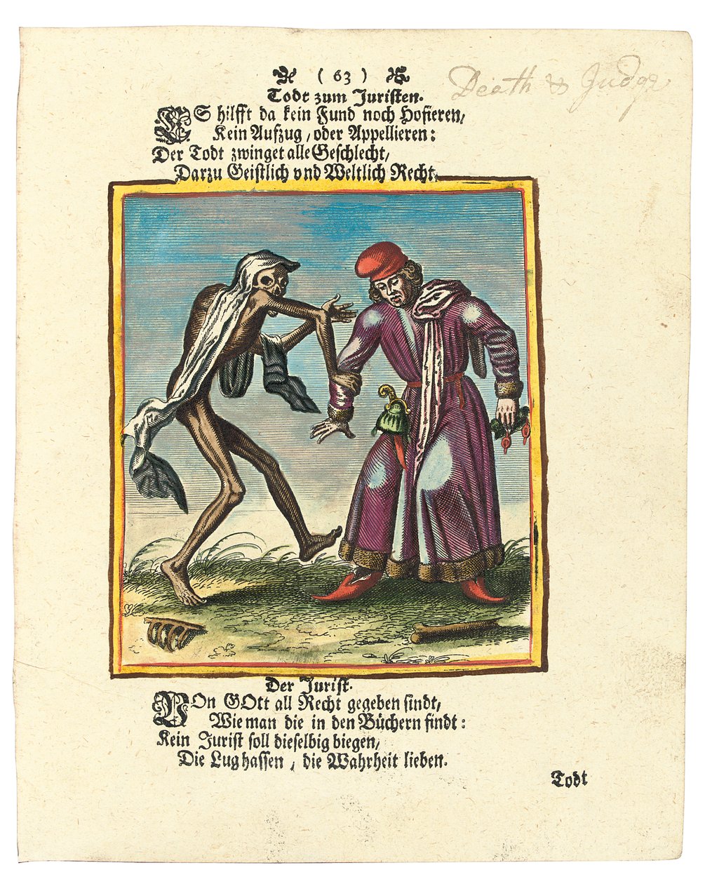 死と弁護士、c.1700-1725（手描きの彫刻） 作： マテウス・ザ・エルダー・メリアン