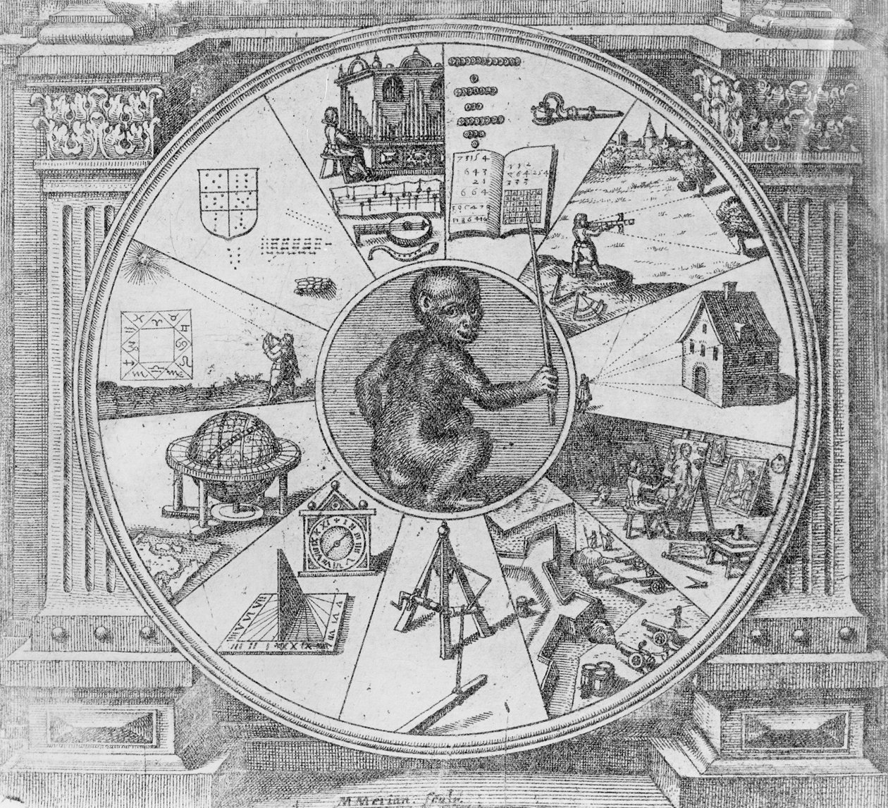 1624年、フランクフルトのスーモンキーテクニカマクロコスモの性質に関するロバートフラッドの旧コスミ歴史条約第2号の口頭発表 作： マテウス・ザ・エルダー・メリアン