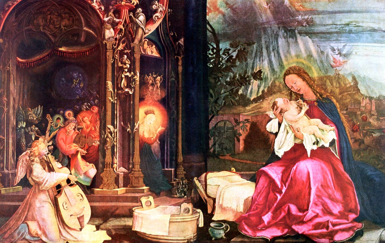 「イーゼンハイムのアントニンの降誕」、c1490-1528 作： マティアス・グリューネヴァルト