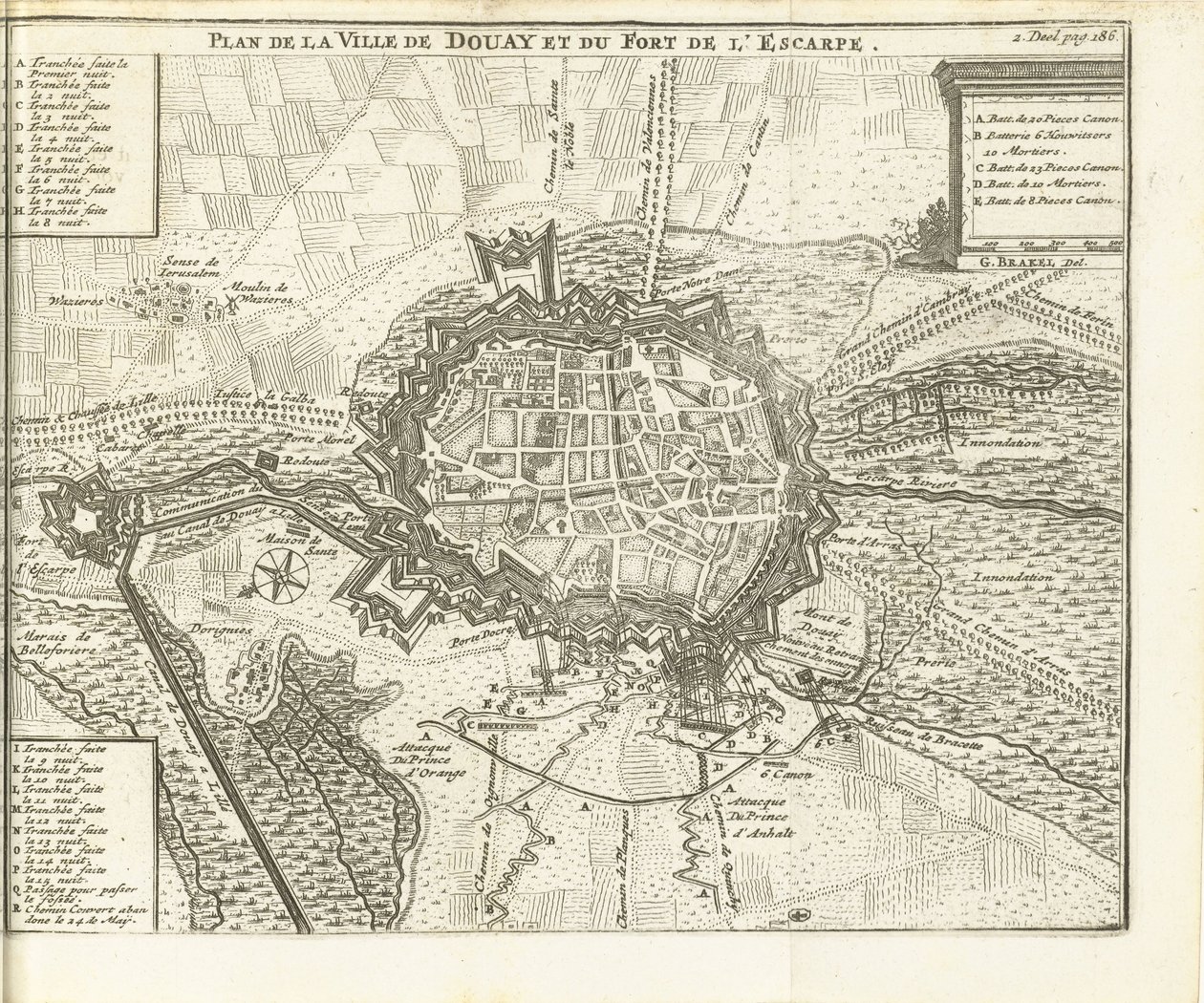 ベレグ・ヴァン・ドゥエー、1710年 Plan de la Ville de Douay et du Fort de l