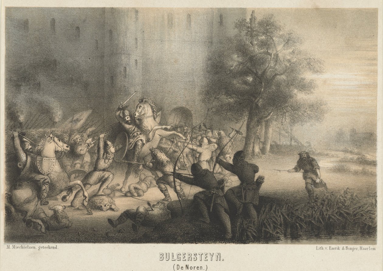 ノルマン人に包囲されたブルガーシュタイン、約 810 年 Bulgersteyn (The Norwegians) (オブジェクトのタイトル) 作： Matthijs Willem Gerardus Michielsen