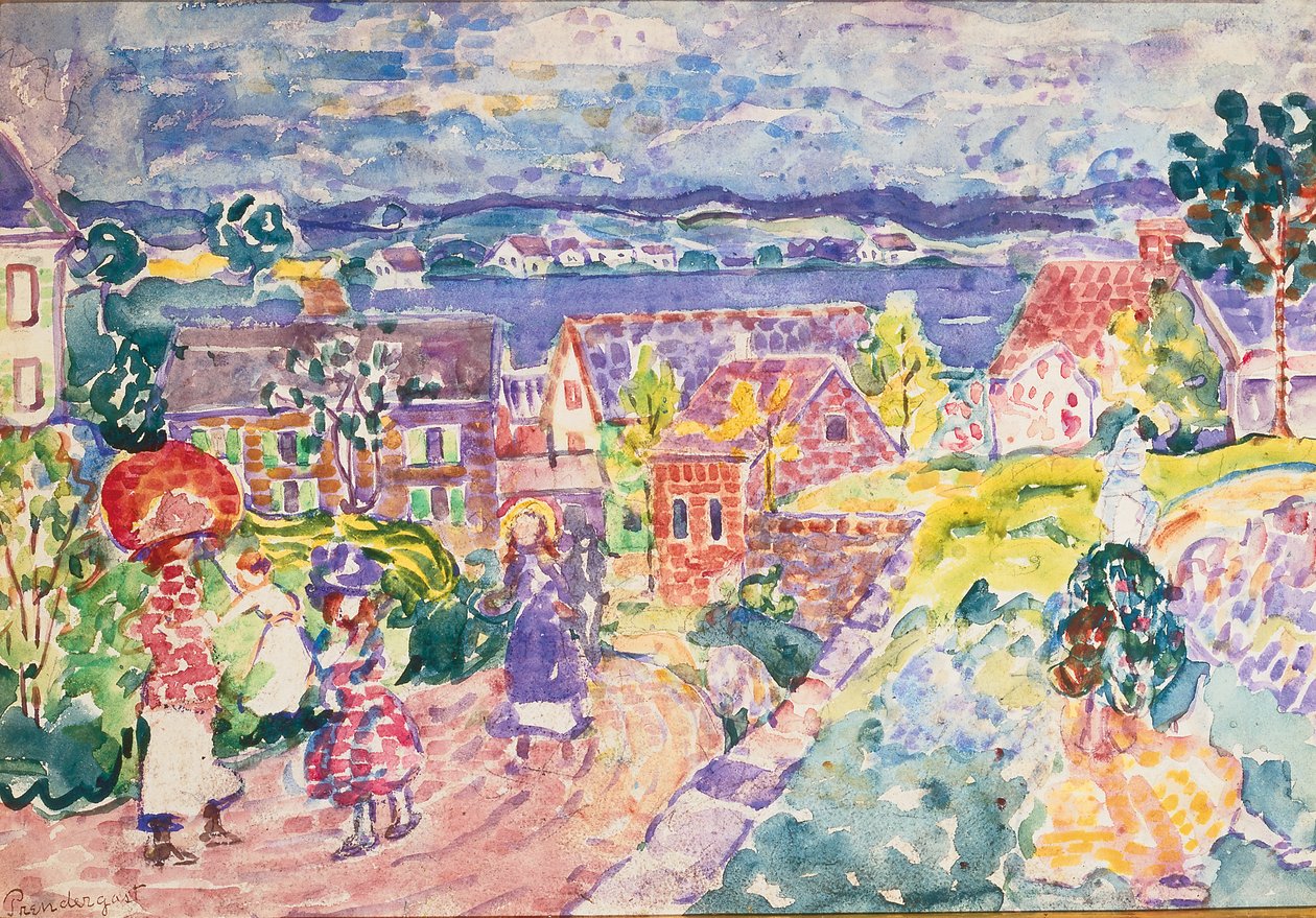 サウスサイドヒルズ、1912〜13年頃（紙にトイレ） 作： モーリス・ブラジル・プレンダーガスト