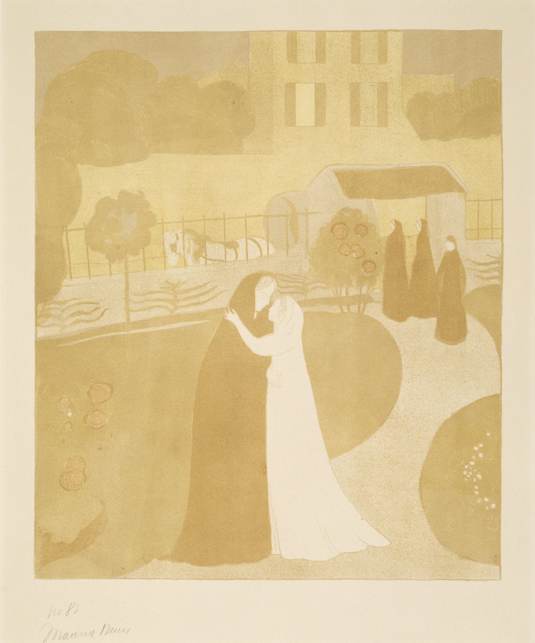 La Visitation a la Villa Montrouge（モンルージュの町での訪問）、1896年（色のリトグラフ） 作： モーリス・デニス