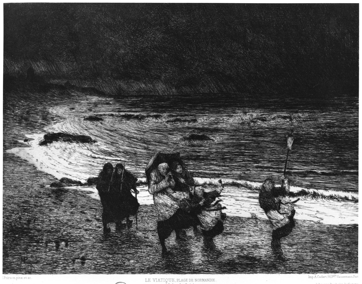 ノルマンディーのビーチでのViaticum、1874 作： モーリス・ポアソン