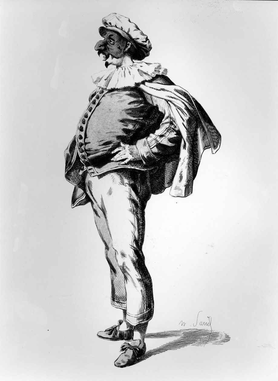 1685年、1860年の舞台衣装に描かれたポリチネレ 作： モーリス・サンド