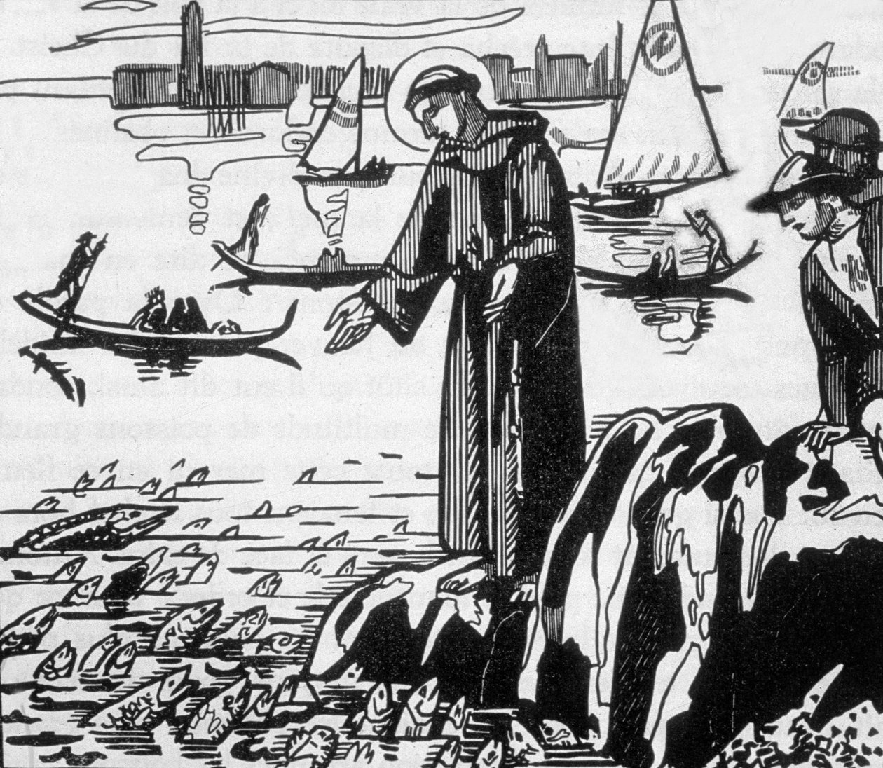 St Francis of Assisi preaching to fishes in Rimini, engraved by Jacques Beltrand after drawing by Maurice Denis   1457098   ja       japanese Successfully Translated  Original: Untitled (colour woodcut) Translat: Untitled (colour woodcut) 1456084 ja japane 作： モーリス（後）デニス
