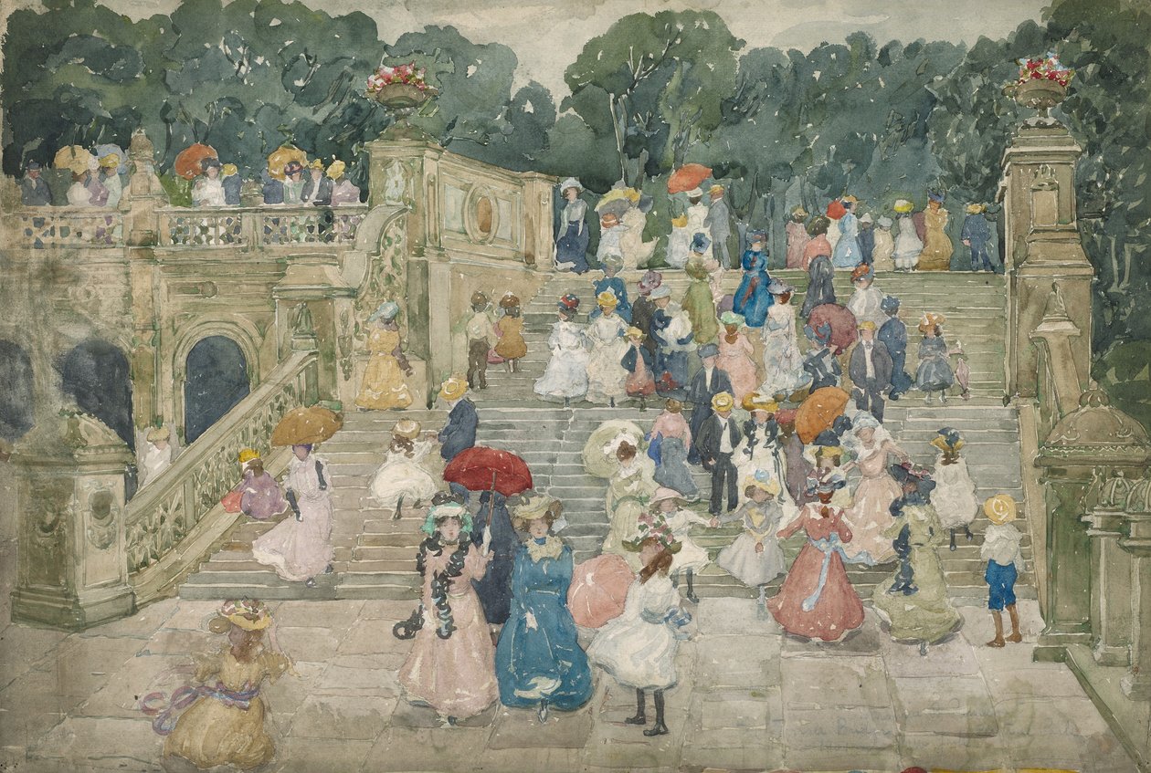 テラスブリッジ、セントラルパーク、1901 作： モーリス・ブラジル・プレンダーガスト