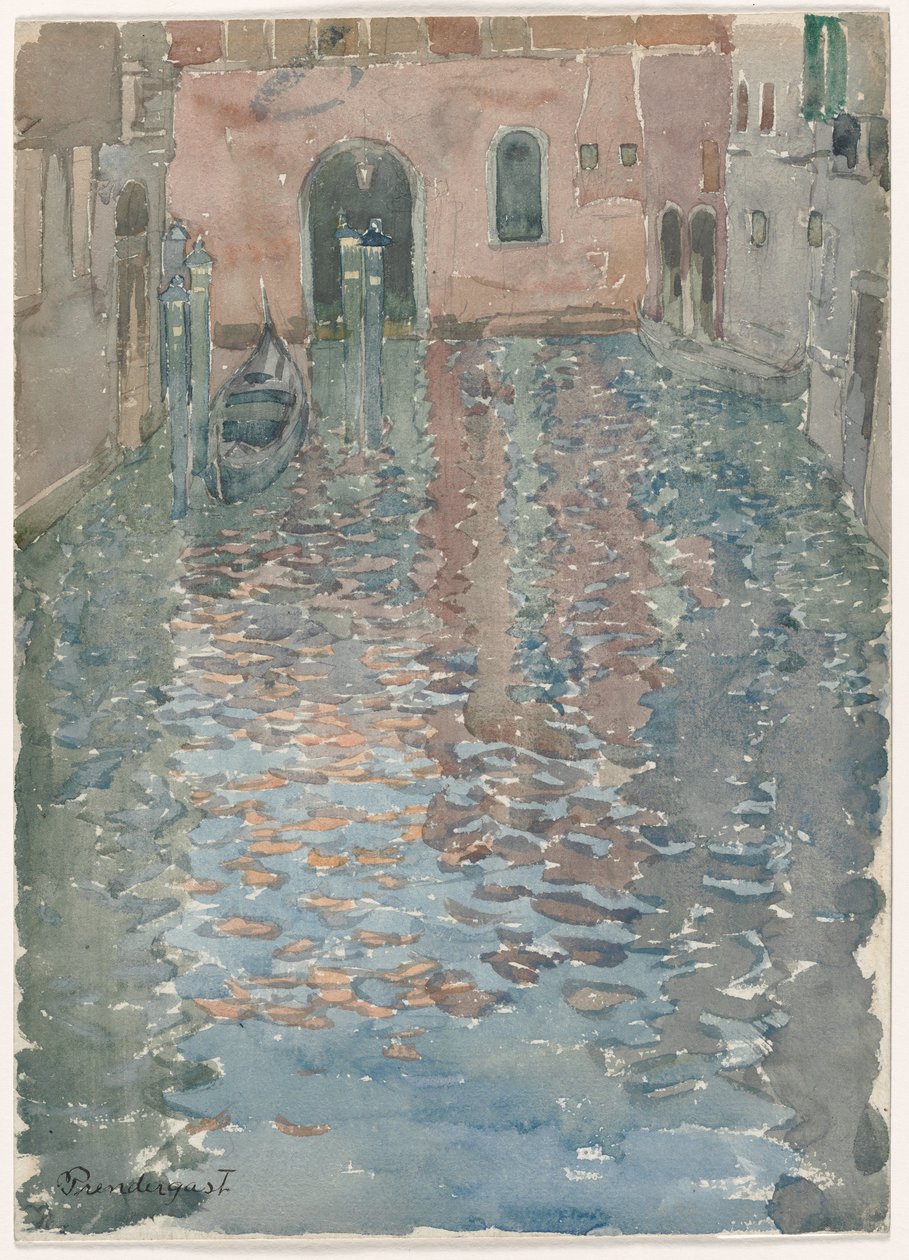 ヴェネツィアの運河、1898年頃（水彩画） 作： モーリス・ブラジル・プレンダーガスト