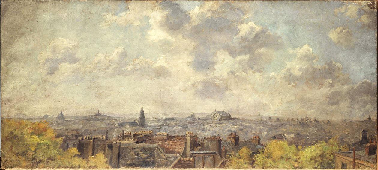 4-1886年、ヴィクトール＝マッセ通りから撮影されたパリの全景（油彩・カンヴァス） 作： モーリス・デインヴィル