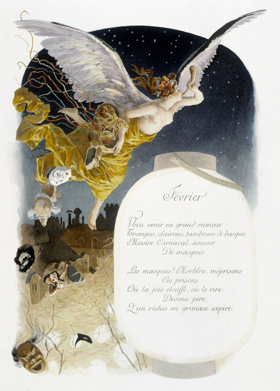 2月 "La Chanson du mois" Jérôme Doucet作、イラスト：Maurice Leloir、編：Reims 1904。L.ミショー 作： モーリス・ルロワール
