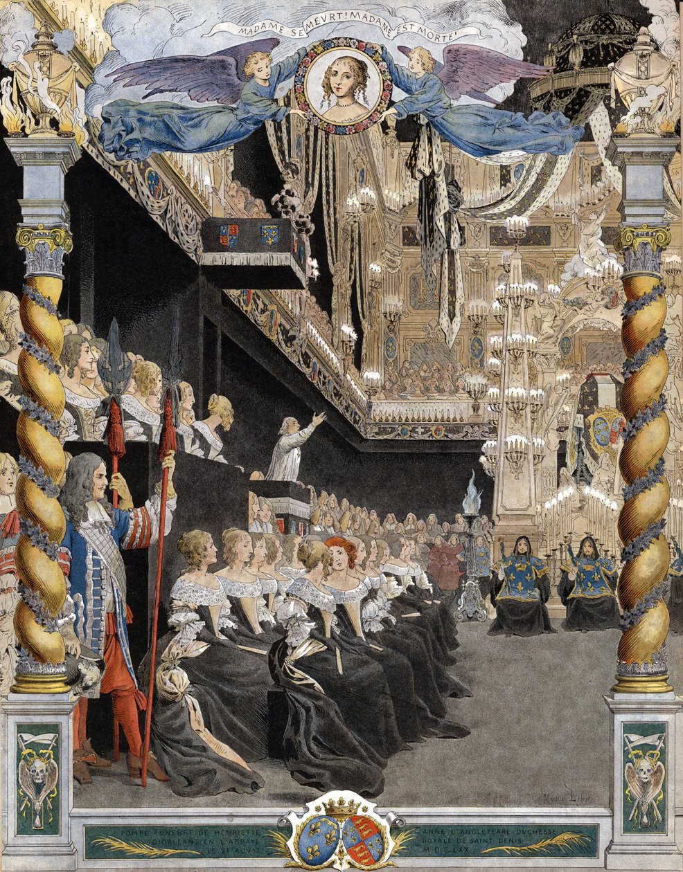 イングランドのアンリエット・アン（Henriette-Anne）（1644-1670）の葬儀（8月21日、サン・ドニ（Saint Denis）のバシリカにて 作： モーリス・ルロワール