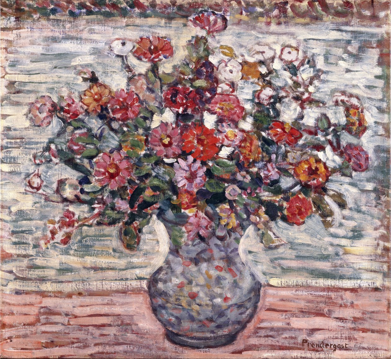 Blumen in einer Vase (Zinnien) 作： モーリス・プレンダーガスト