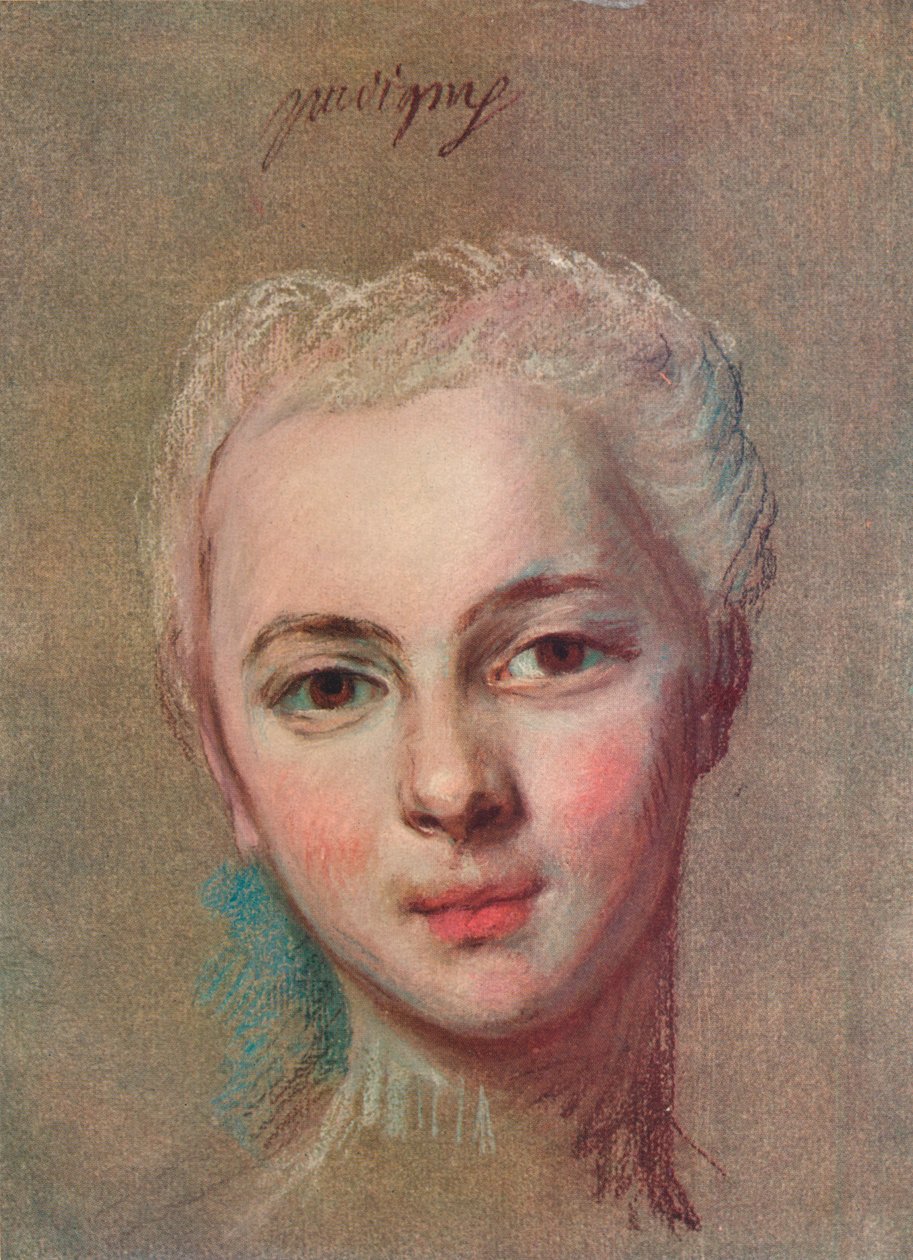 マドモアゼル・プヴィニー、c1749 作： モーリス・クエンティン・ド・ラ・トゥール