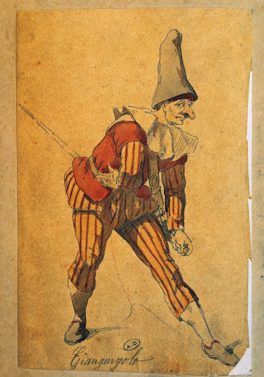 モーリス・サンド（1823-1889）によるコメディア・デラルテのキャラクター、ジャングルゴロの絵 作： モーリス・サンド