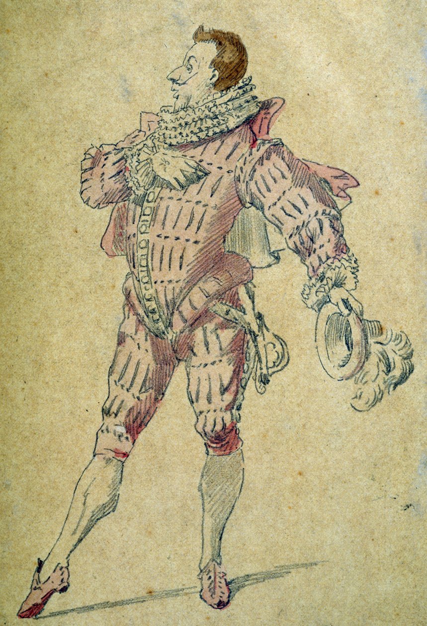 モーリス・サンド（1823-1889）が描いたコメディア・デラルテのキャラクター、レアンドロ。 作： モーリス・サンド