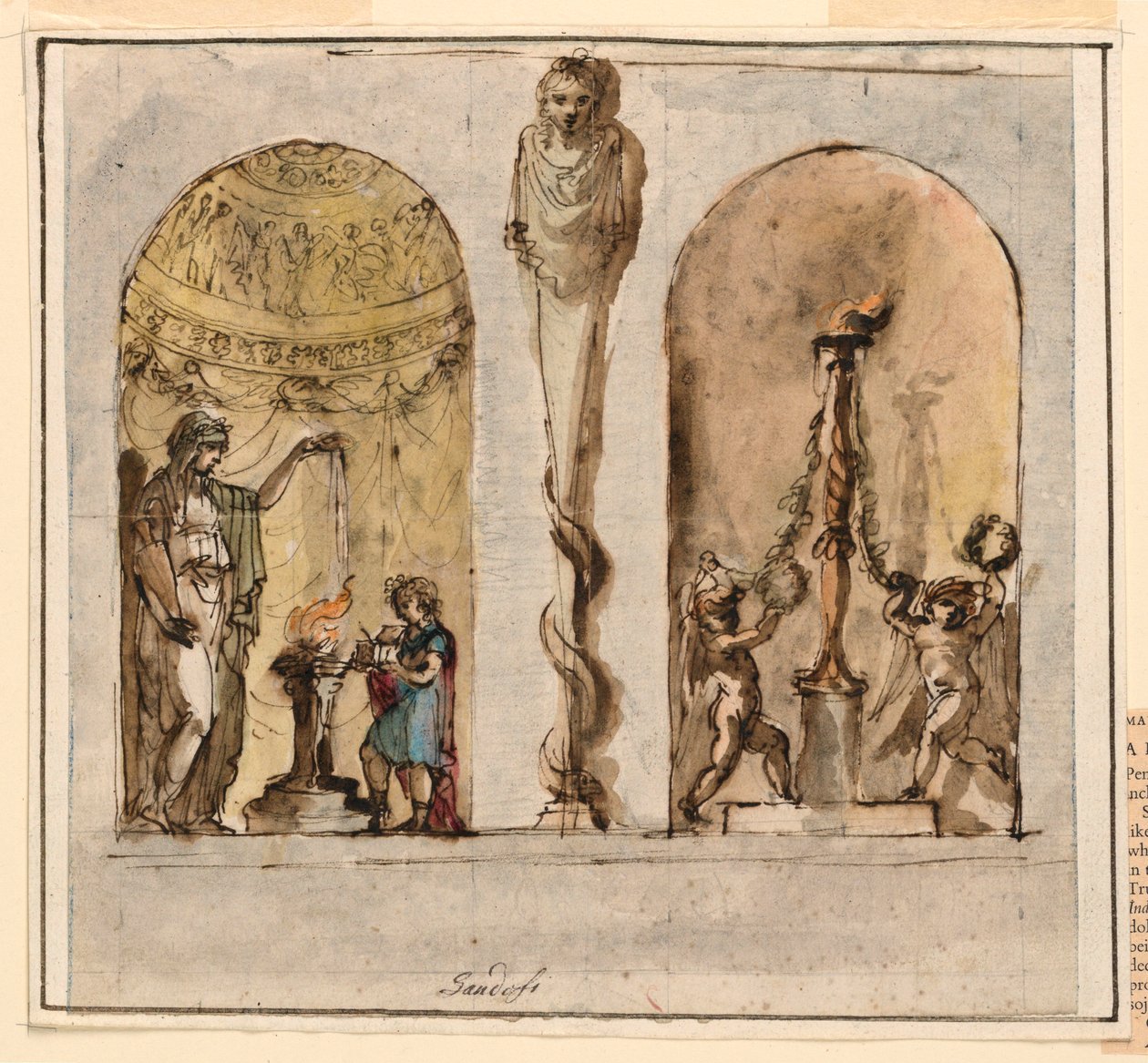 素描、絵画による壁面装飾、1800-1830年 作： マウロ・ガンドルフィ