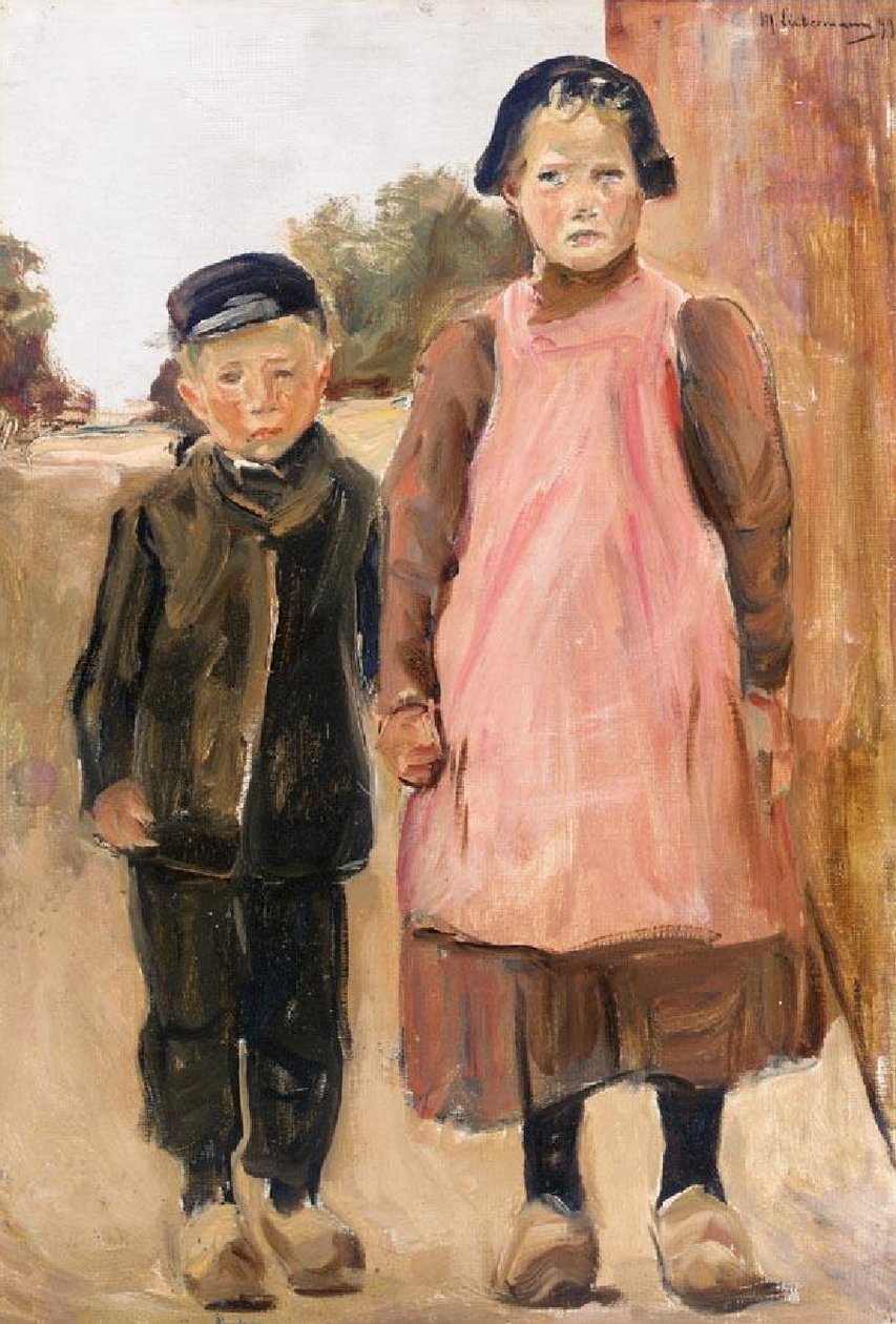 村の通りの男の子と女の子 作： マックス・リーバーマン