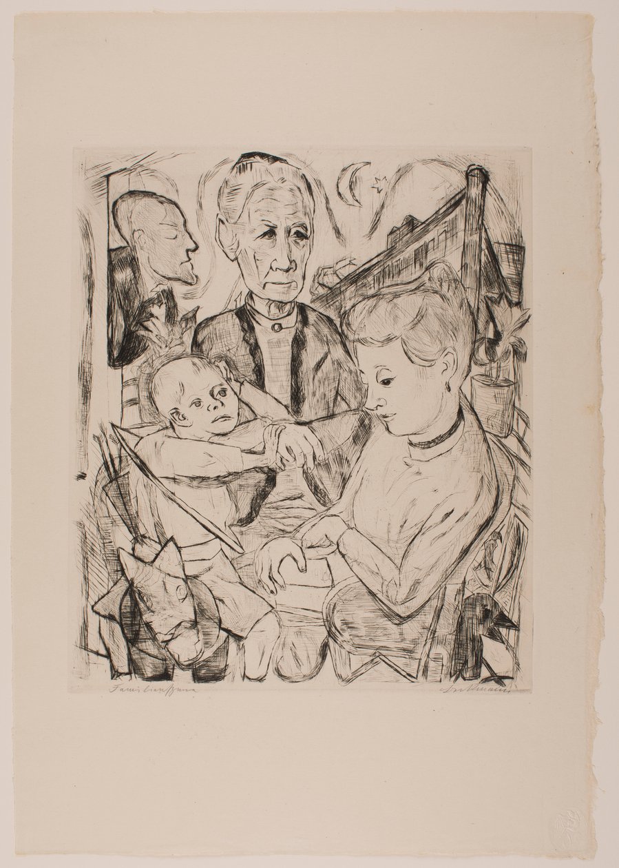 Family Scene (Beckmann Family)、ポートフォリオ「Faces」のプレート 2 作： マックス・ベックマン