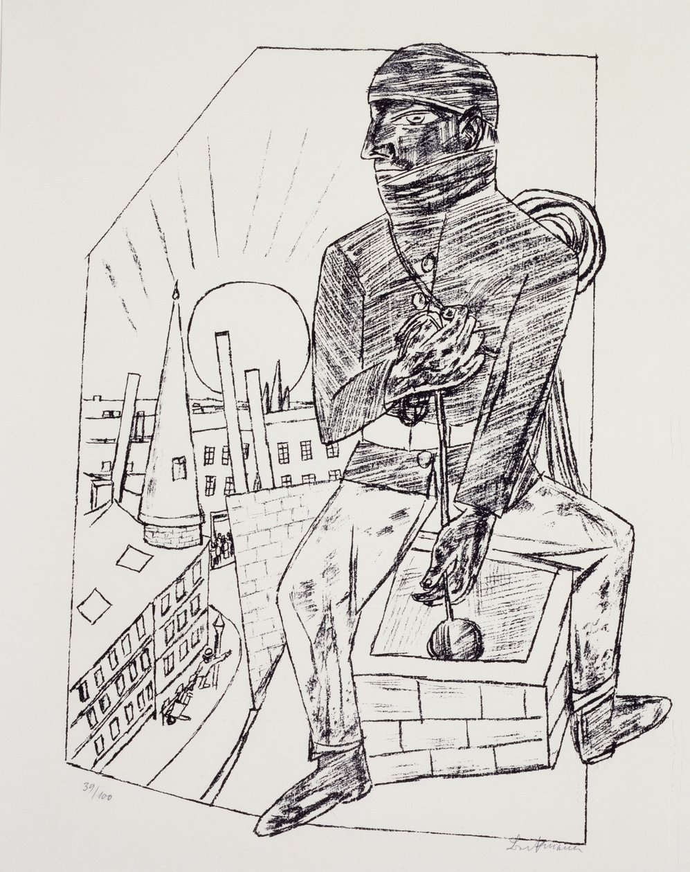 煙突掃除人、Max Beckmann (1884-1950) 作、リトグラフ。 20世紀ドイツ。 作： マックス・ベックマン