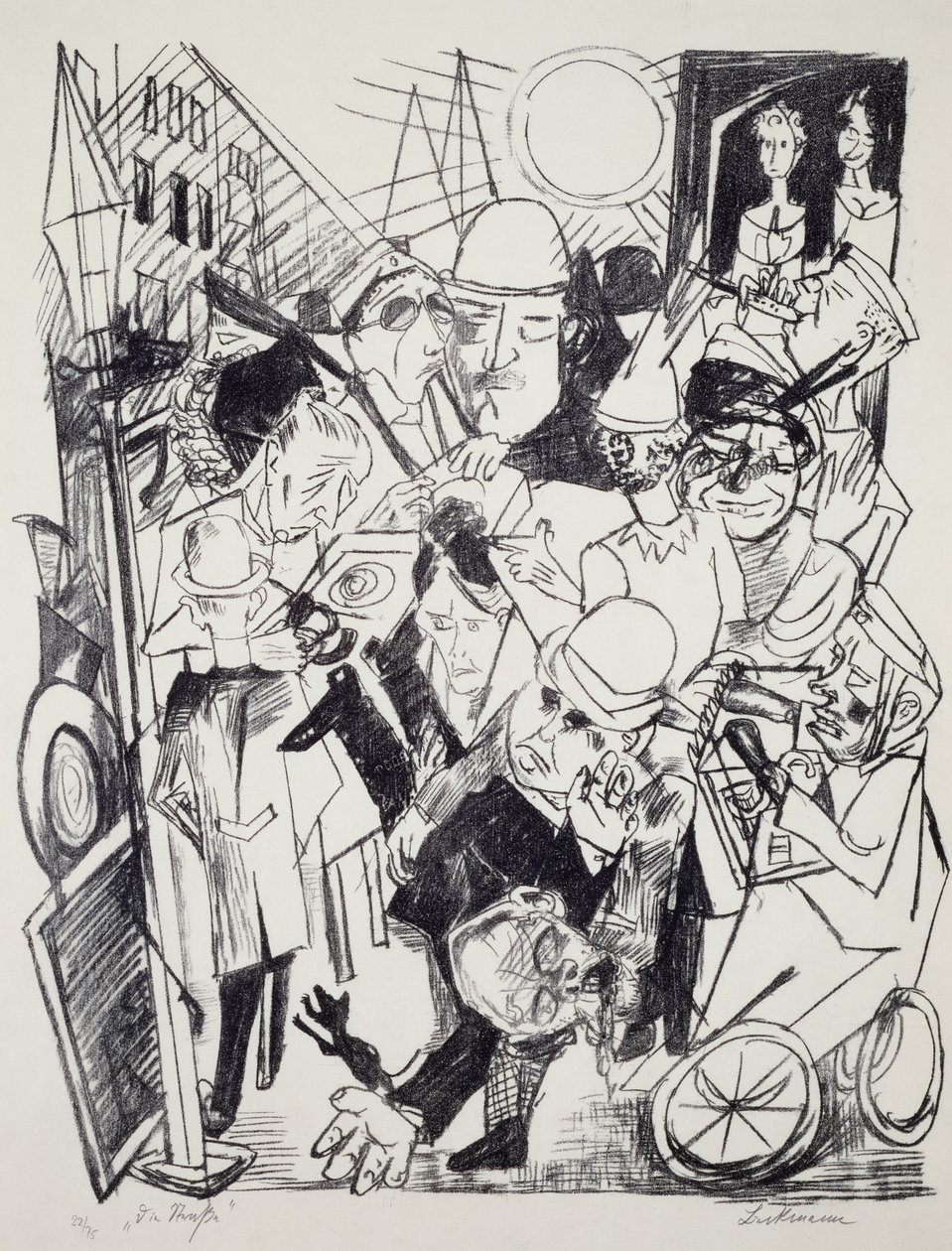 通り、Max Beckmann (1884-1950) 作、彫刻。 20世紀ドイツ。 作： マックス・ベックマン