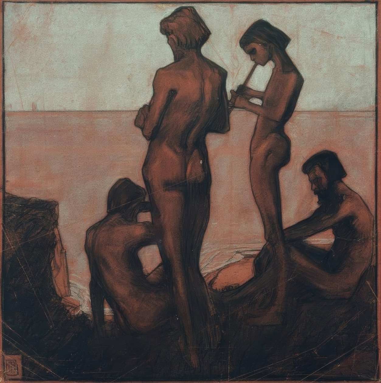 Vier junge Männer am Meer (Four young men by the Sea - Four Male Figures by the Sea) 作： マックス・ベックマン
