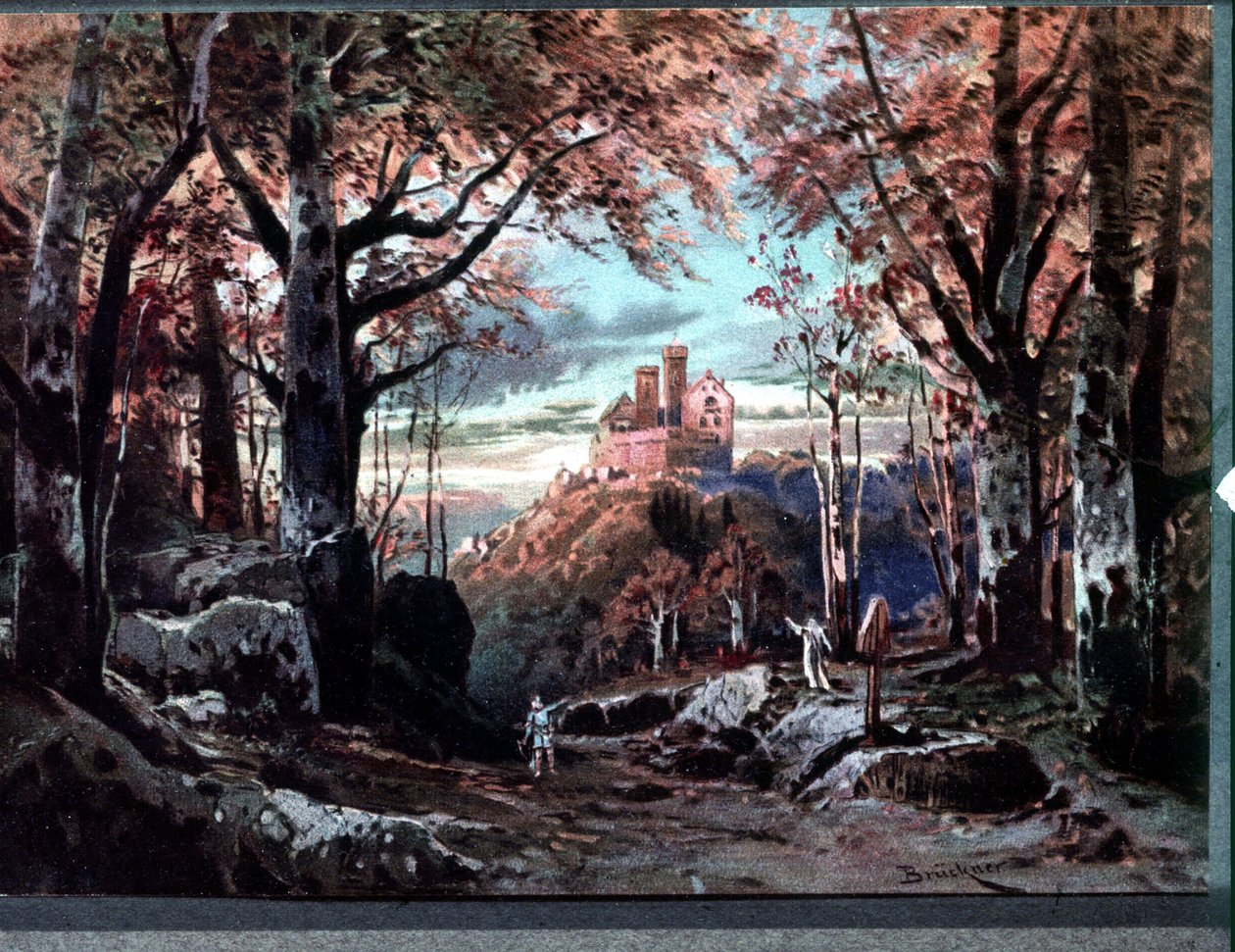 リヒャルト・ワーグナーのオペラ「タンホイザー」の装飾。ブルックナーの風景画 作： マックス・ブリュックナー
