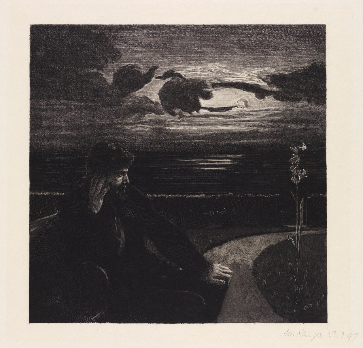 夜（死について、第1部、作品XI、第1葉） 作： マックス・クリンガー