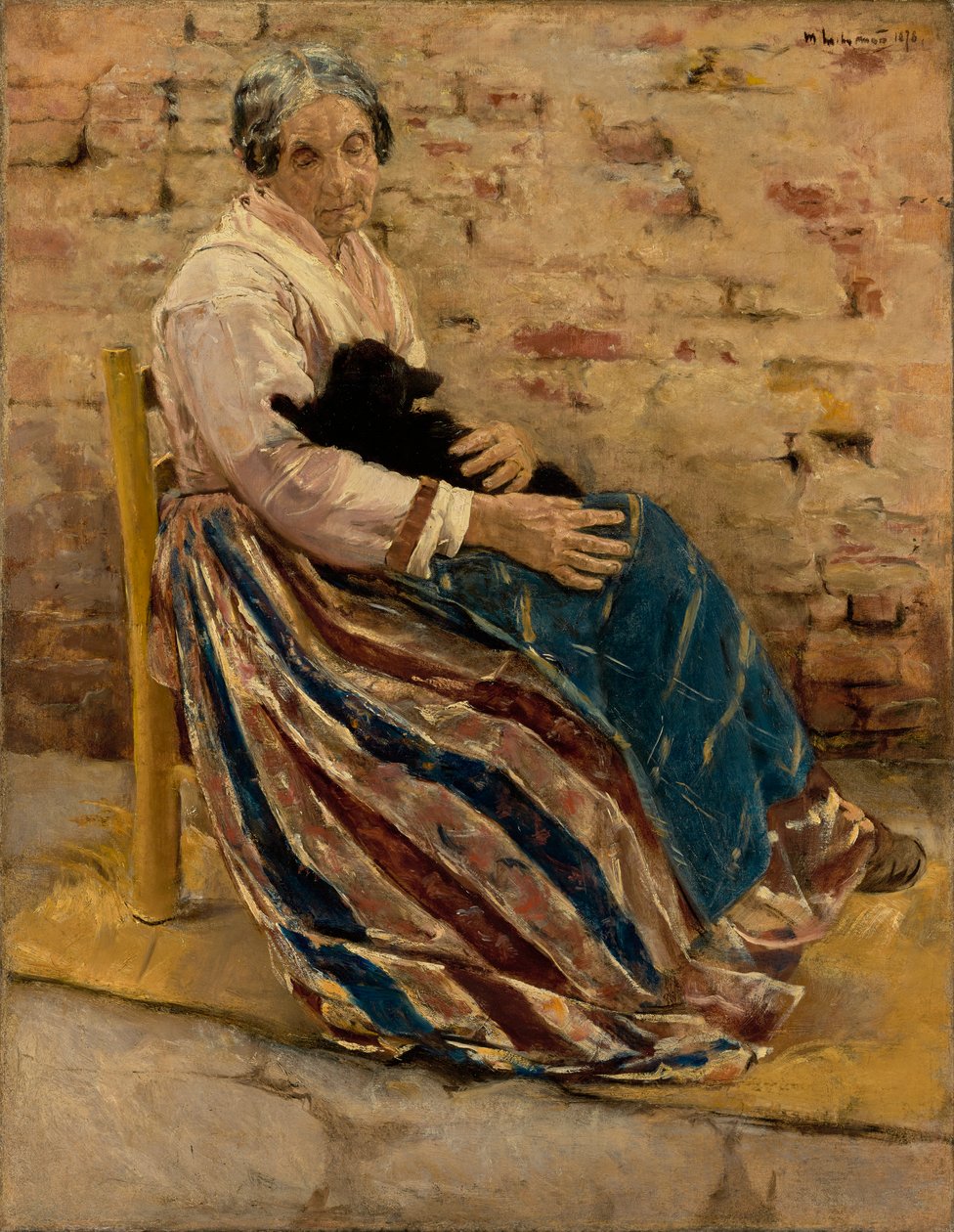 猫を持つ老婦人、1878 作： マックス・リーバーマン