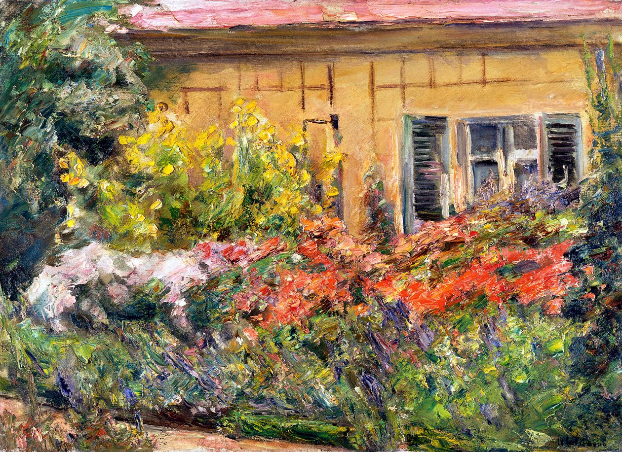 北向きの庭師の小屋のそばの花壇 作： マックス・リーバーマン