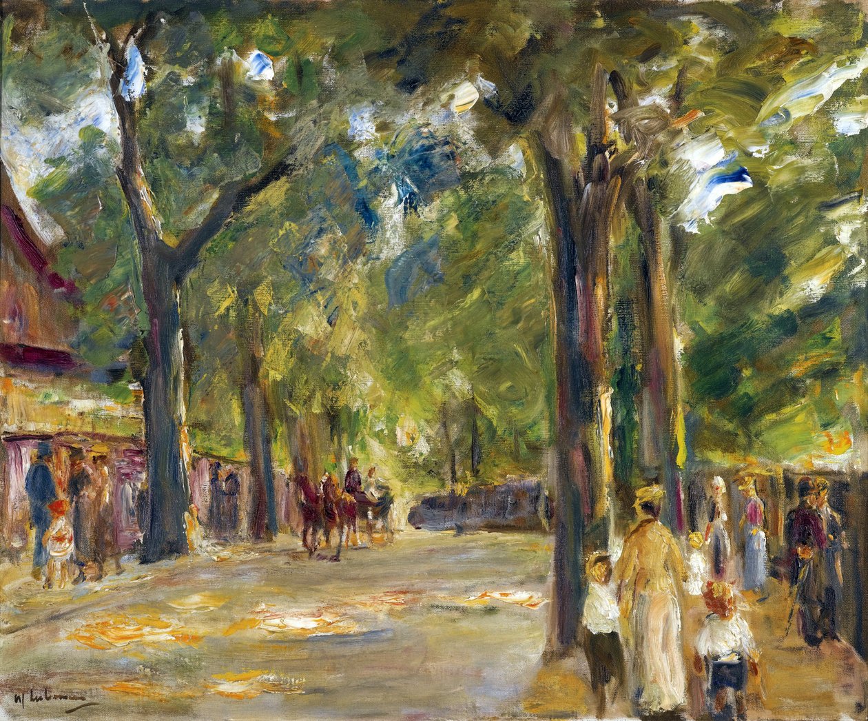 ワンゼーのグロッセ・ゼストラッセ上の人物たち par Liebermann, Max (1847-1935).キャンバスに油彩、サイズ：60,4x72,5、1920年頃、個人蔵 作： マックス・リーバーマン